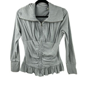 E by Eloise  for Anthropologie Ruched Full Zipper Lounge Jacket